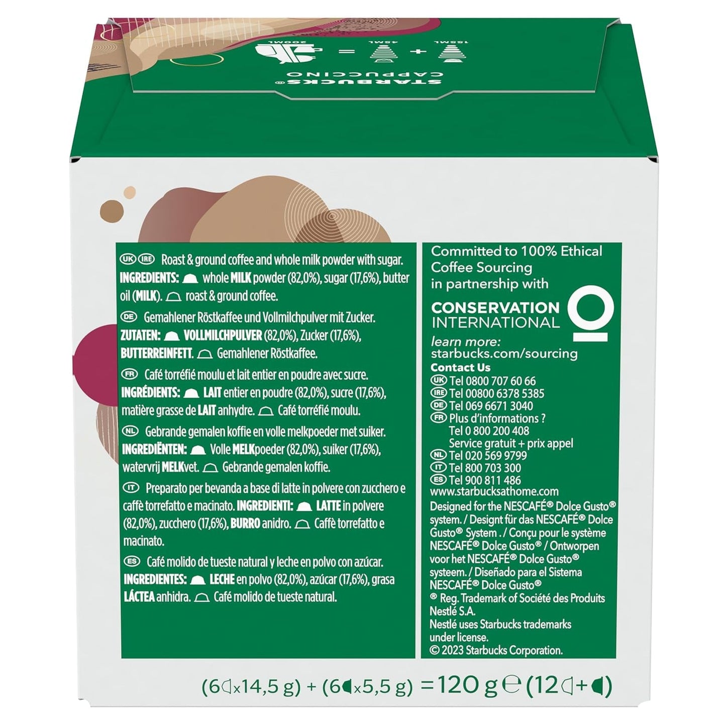 STARBUCKS Cappuccino od Nescafé Dolce Gusto Kaffeekapseln 6 x 12 (72 Kapseln)