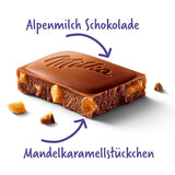 & Daim 1 x 100g I Čokoláda z alpského mléka I s kousky karamelu a mandlí I Čokoláda z alpského mléka 100% I Čokoládová tyčinka s Daim (balení 4 ks)