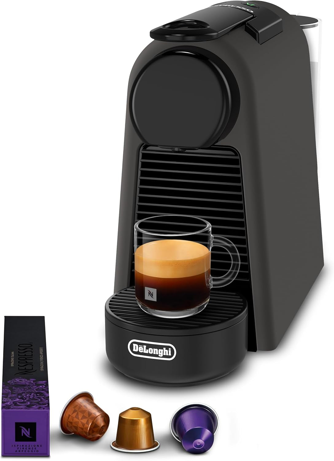 Espresso kávovar s kapslemi Nespresso De'Longhi Essenza Mini, černý | Tlak čerpadla 19 bar | Nádrž na vodu 0,6 l | Na espresso a lungo | Malý kávovar na espresso – skvělé kávové okamžiky | EN85.B