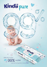 Kindii Feuchttücher Für Babies Und Kinder Čistá voda 99% - 99%Ige Zusammenzeit Auf Wasserbasis - Allantoin - Unparfümiert - Dermatologisch Getestet - Für Empfindliche Haut - 720 Stück - 12X60 Stück Naty Shop