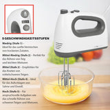Mixér Clatronic | Kraftvoller 400W motor | Ruční mixér | Turbostufe & 5 Geschwindigkeitsstufen | Ruční mixér | Spülmaschinengeeignete Edelstahlquirle Und -Knethaken | HM 3775 Kitchen Naty Shop