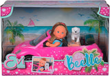 Simba 105731539 - Evi Love Beetle Evi's, Evi s autem, auto: 22 cm, se psem, módní panenka, 12 cm, pro děti od 3 let