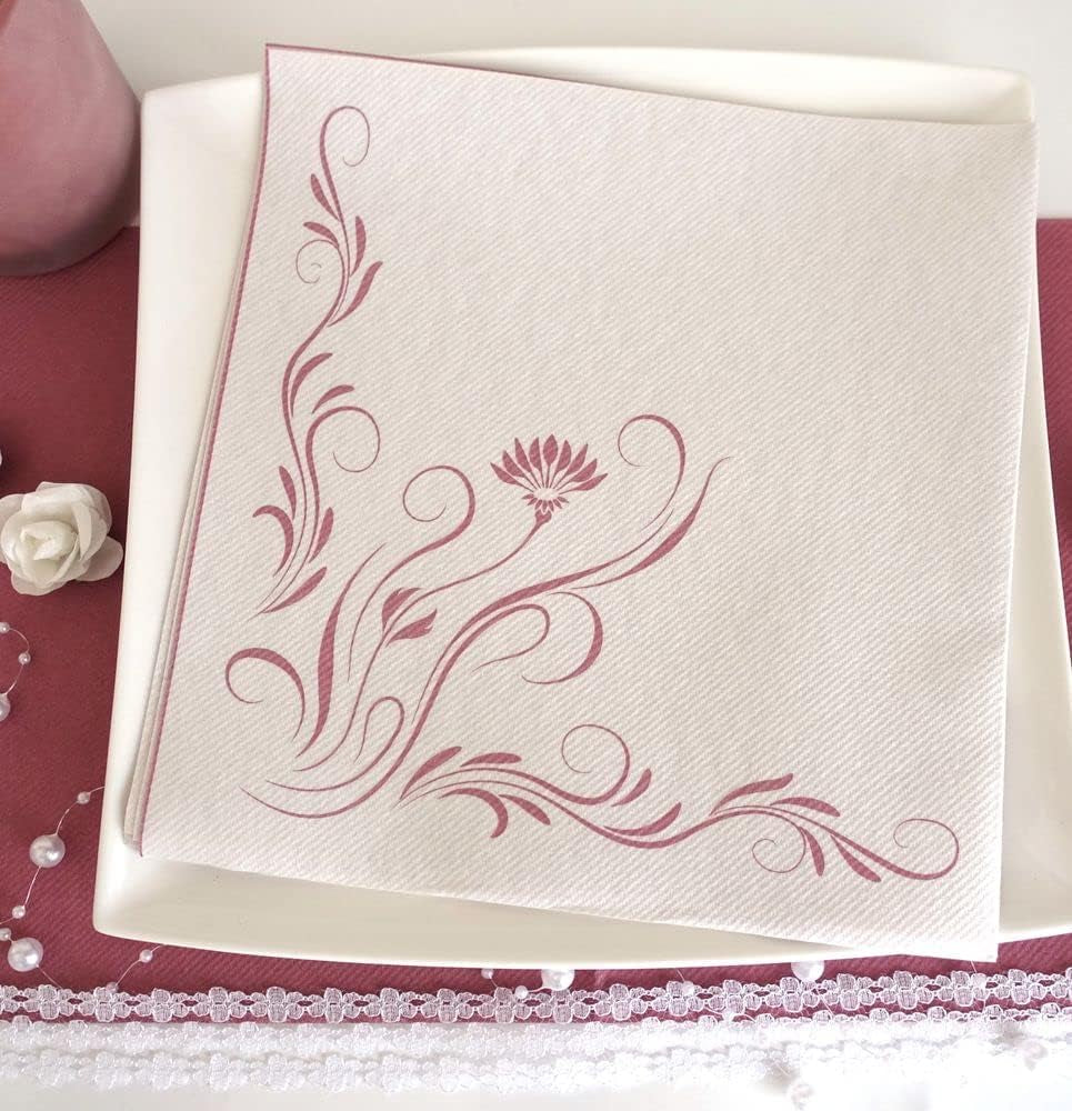 Appartina Elegantia 40X40 Cm látkové vzduchem kladené ubrousky, vysoce kvalitní svatební ubrousky, látkové svatební ubrousky Jednorázové ubrousky pro různé příležitosti (tmavě růžové)