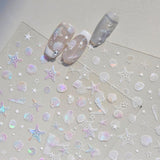 JMEOWIO 3D Nálepka na nehty Aurora Muschel Seestern Nálepka na nehty Selbtklebend Nagelaufkleber 5D Stereoskopické Ozean Téma Dekorace Nageldesign Zubehör 1 Blatt