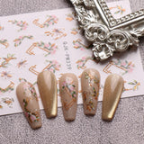 JMEOWIO Nálepka na nehty Blumen Glitzer 9 Blatt Nálepka na nehty Selbtklebend Nagelaufkleber Frühling Letní Blumen Dekoration Nageldesign Zubehör