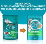 PURINA ONE Indoor Formula Mokré krmivo pro kočky, jemné kousky v domácí omáčce z tuňáka, balení 26 ks (26 x 85 g)