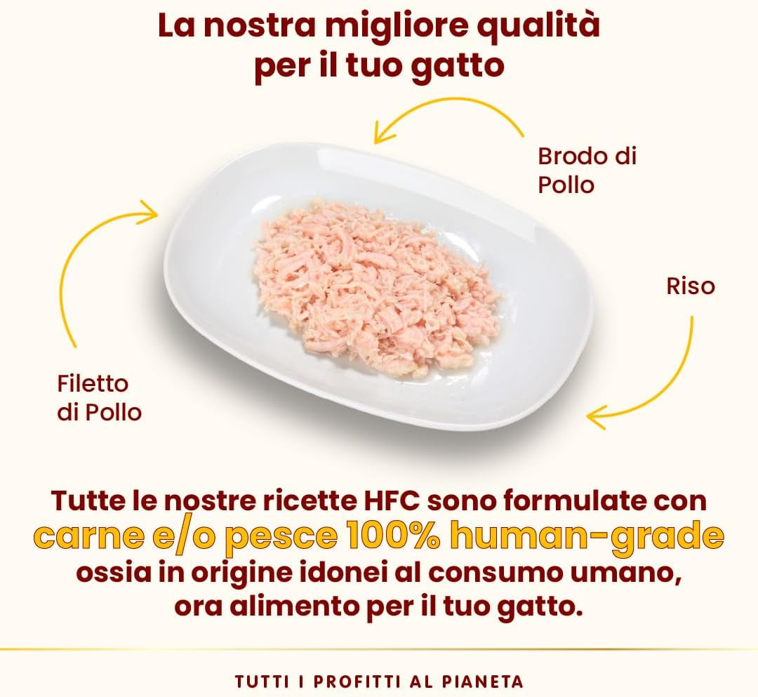 almo nature HFC Natural - Mokré krmivo pro kočky - s kuřecím masem - Lidská kvalita, Bez lepku, Monoprotein - 55g, balení 6 ks