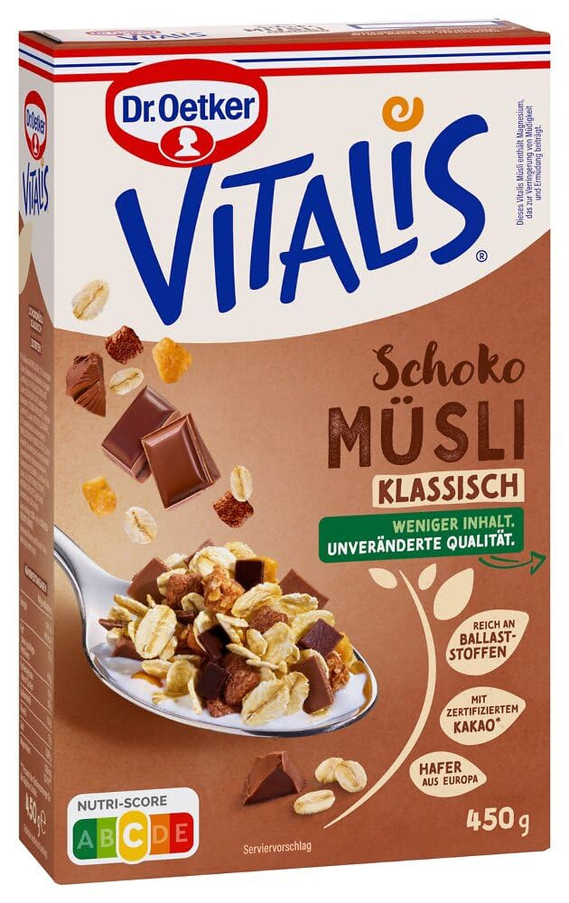 Oetker Vitalis Čokoládové müsli Classic: Snídaňové müsli s mléčnou a hořkou čokoládou, balení 7 ks (7 x 600 g)