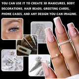 12 Größen Nail Art Perlen, Flache Perlen, Nail Art Accessoires, Halbkreis Nagelperlen, Weiße Nail Charms Und Glitzersteine ​​​​Nägel Für Nail Art Design, DIY Basteln, Alltag, Hochzeit (2 krabičky)