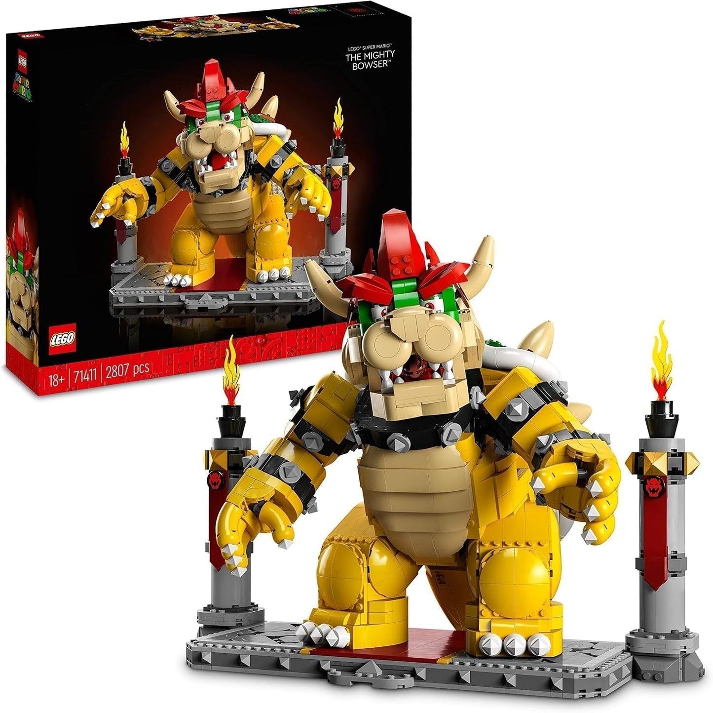 Stavebnice LEGO Super Mario The Mighty Bowser 3D Model Velká sběratelská sada pohyblivých figurek včetně Soubojové platformy Nápad pro fanoušky Nápad na výstavu Dekorace místnosti 71411 Stavebnice Besuche den LEGO-Store Singur