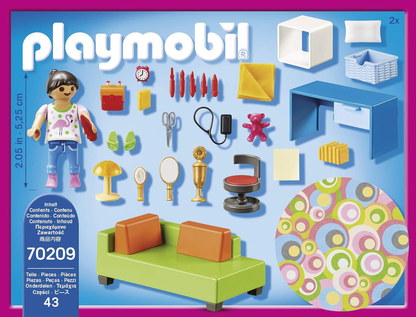 PLAYMOBIL domeček pro panenky 70209 Pokoj pro mládež s figurkou dívky a doplňky, od 4 let Domky pro panenky Naty Shop