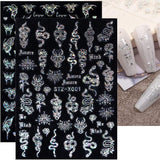 6 Blatt Schmetterling Samolepka na nehty Selbstklebend Laser Stříbrná Schmetterlings Nagelaufkleber 3D Aurora Stříbrná Schwarz Schmetterlinge Samolepky na nehty Frühling Nageldesign Samolepka na nehty Nail Art Zubehör