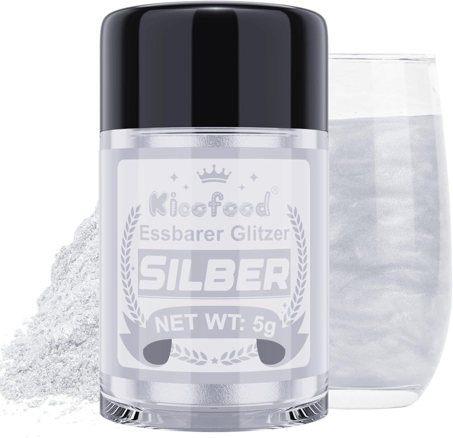 Kicofood, jedlé třpytky, 5 gramů, různé barvy Glitter Naty Shop Silver
