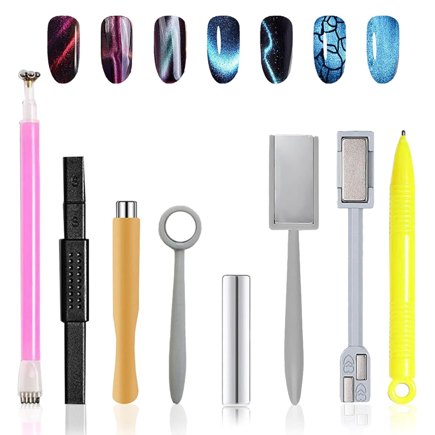14 Stück Nail Art Werkzeug Magnetstift DIY Magic 3D Magnet Stick Set Verwendung Mit Cat Eye Gel Pulver Oder Nagelack - Magnetic Stift Katze Eye Pen Für Ideal Katzenaugen Magische Effekt