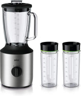Braun Powerblend 3 JB 3150 BK stojanový mixér - 1,5 l Glas-Mixaufsatz, Küchenhelfer Zum Zerkleinern, Pürieren & Mixen, 800 Watt, Schwarz Kitchen Naty Shop Edelstahl/Schwarz Single