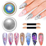 BISHENGYF Silver Chrome Nail Powder – Metal Holo Chromfarbener Nagelpuder, 1G Cromepulver Nägel Glitzer Glänzende Silver Nagelpulver Spiegeleffekt Pigment Nagelkunst, Diy-Dekor-Dekor Frauen Geschenk