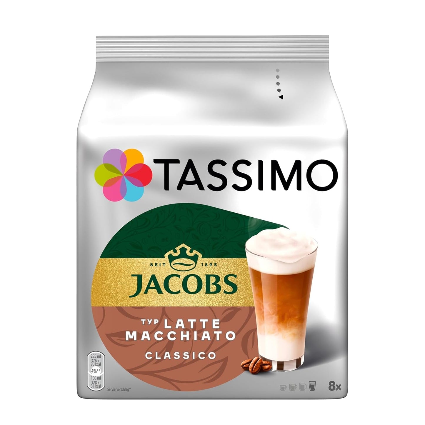 Tassimo Kapseln Jacobs Type Latte Macchiato Classico, 5 x 8 polštářků, 40 kávových kapslí