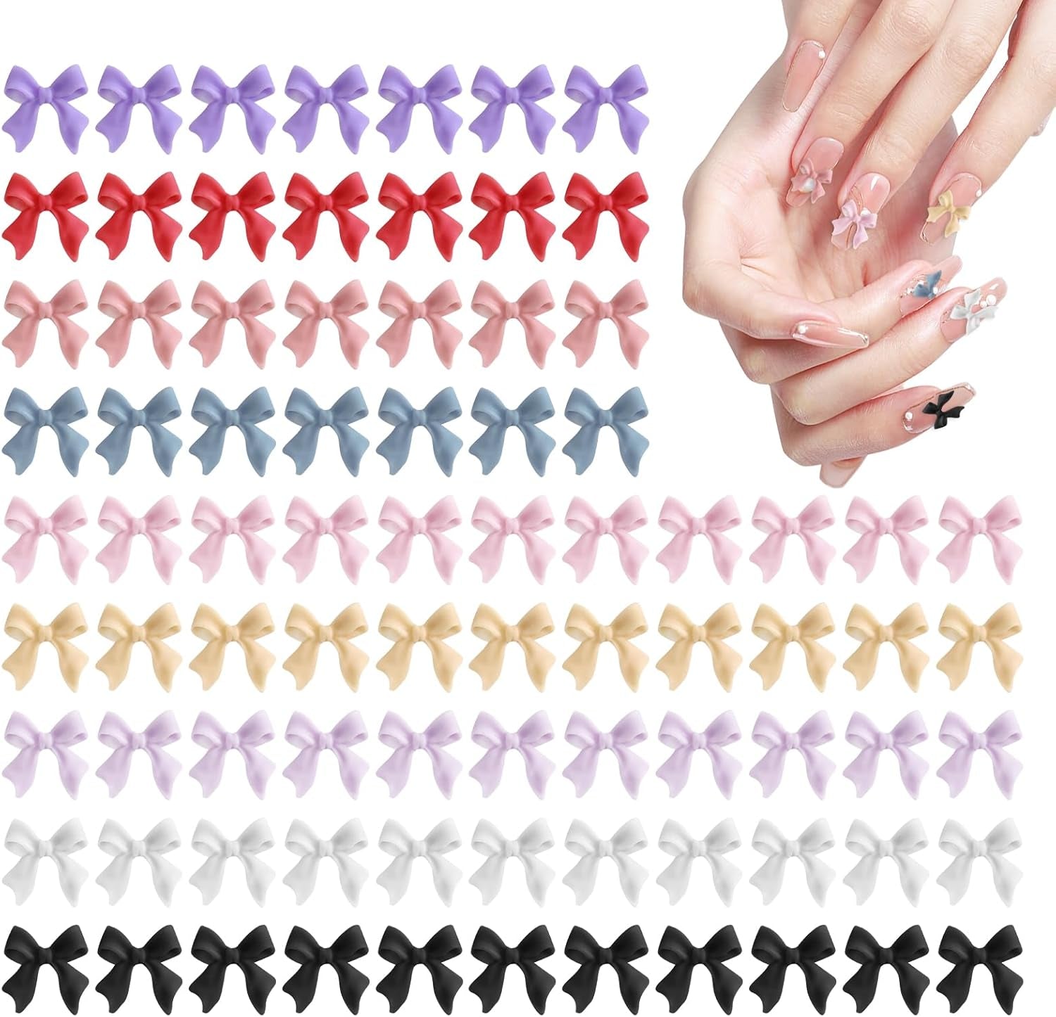 100 Stück Sady 3D ozdob na nehty Schleifen Nagelanhänger Nagelkunst Dekorationen Schleife Für Acrylnägel, Süße Kawaii-Schleifenanhänger, Hübsche Nagel-Schleifenanhänger-Dekoration