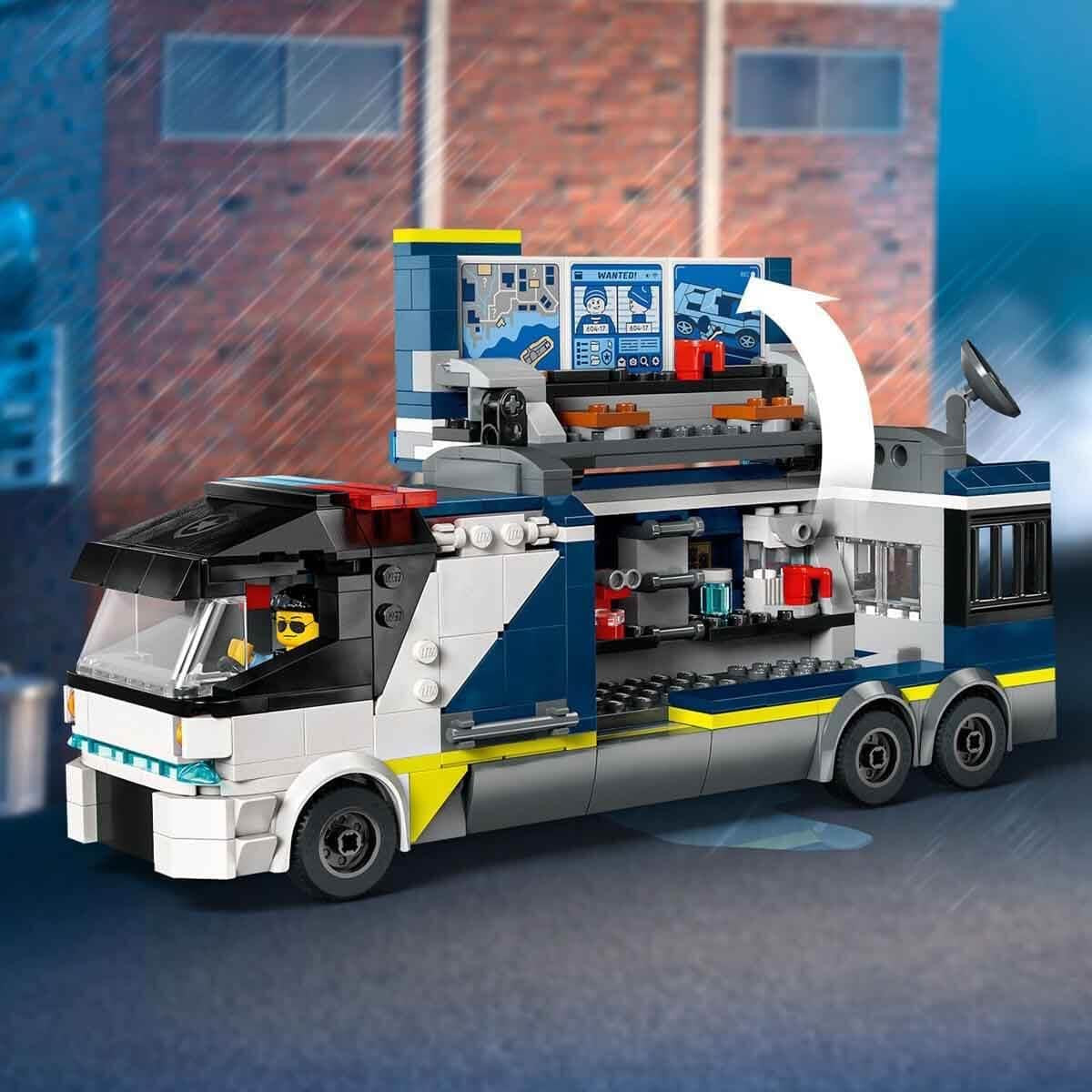 Policejní náklaďák LEGO City s laboratoří, policejní čtyřkolkou a náklaďákem pro děti, dárek pro chlapce a dívky od 7 let, navíc 5 minifigurek – 2 policisté, 1 vědec a 2 podvodníci 60418 Stavebnice Beuche den LEGO-Store