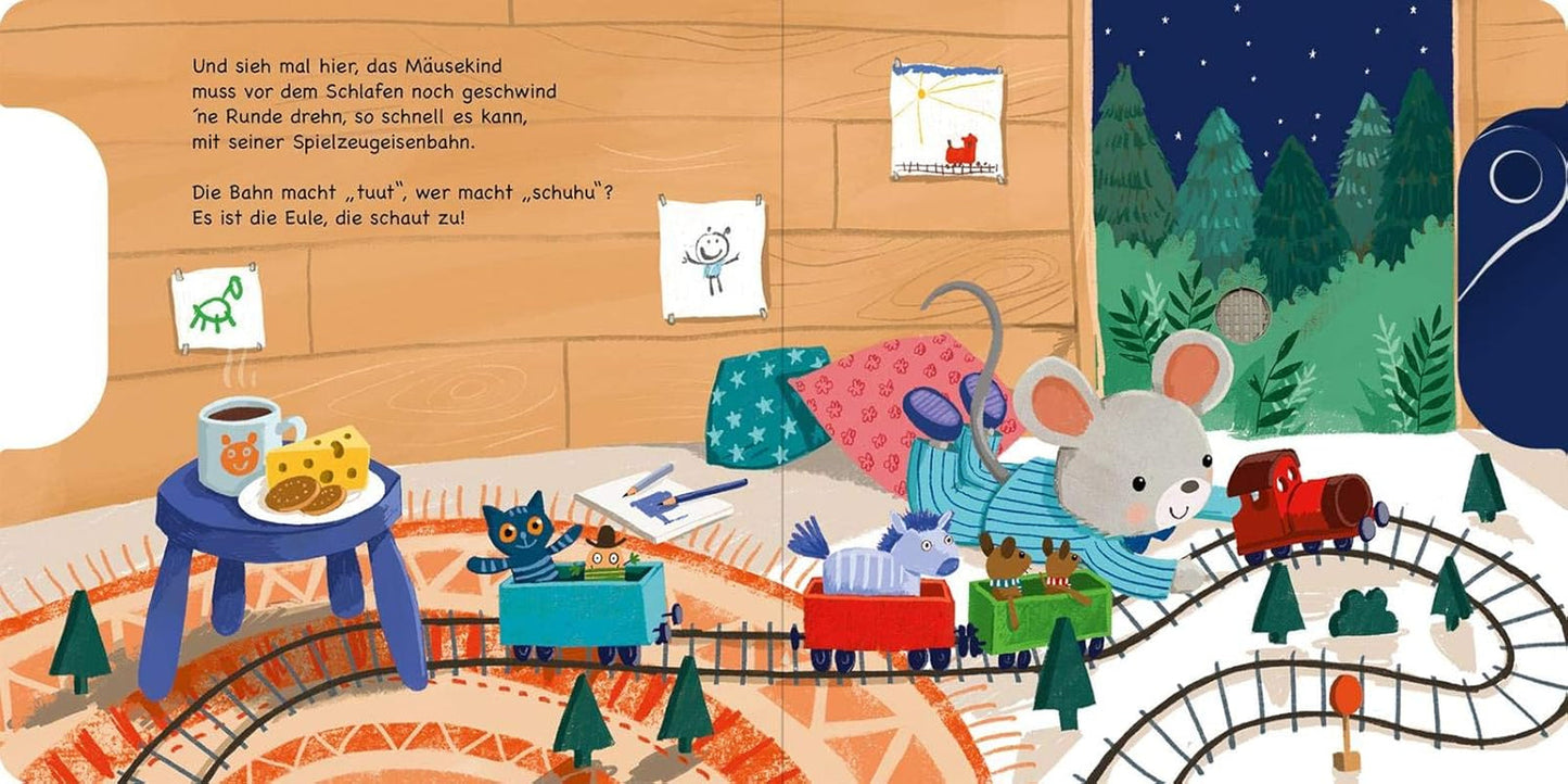 Šup, šup, teď taky spíte!: Posuvník a 11 zvuků | Inovativní kniha se zvuky posuvníku pro nejmenší starší 18 měsíců Bebe Naty Shop Toys