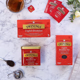 Twinings English Breakfast Tea Sypaný černý čaj v Tea Box Silný černý čaj z vysoce kvalitních čajových lístků sbíraných z nejlepších čajových plantáží na Srí Lance a Indii G, neutrální, 100 gramů