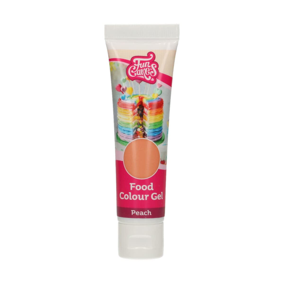 Potravinářské barvivo Funcakes Peach Gel: Vysoce koncentrované potravinářské barvivo na těsto, krém, fondán a marcipán. Snadné dávkování. Jediná kapka pro vytvoření zářivých barev. halal. 30 g.