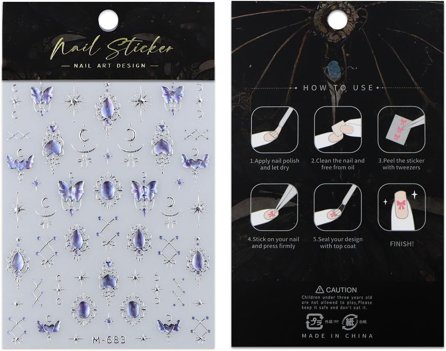 JMEOWIO 3D Nálepka na nehty Modrá Nálepka na nehty Selbstklebend Nagelaufkleber 5D Stereoskopický Mondstern Dekoration Nageldesign Zubehör 1 Blatt
