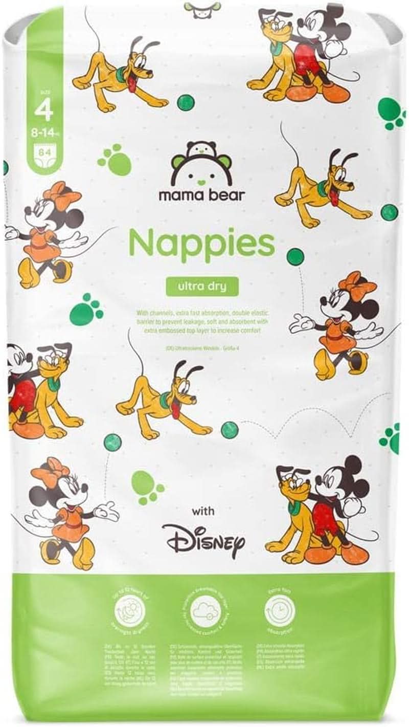 Ultra suché plenky Mama Bear Disney velikost 4 (8-14 kg), bílé, 84 kusů (1 balení) Naty Shop velikost 4 (8-14 kg) Jedno balení