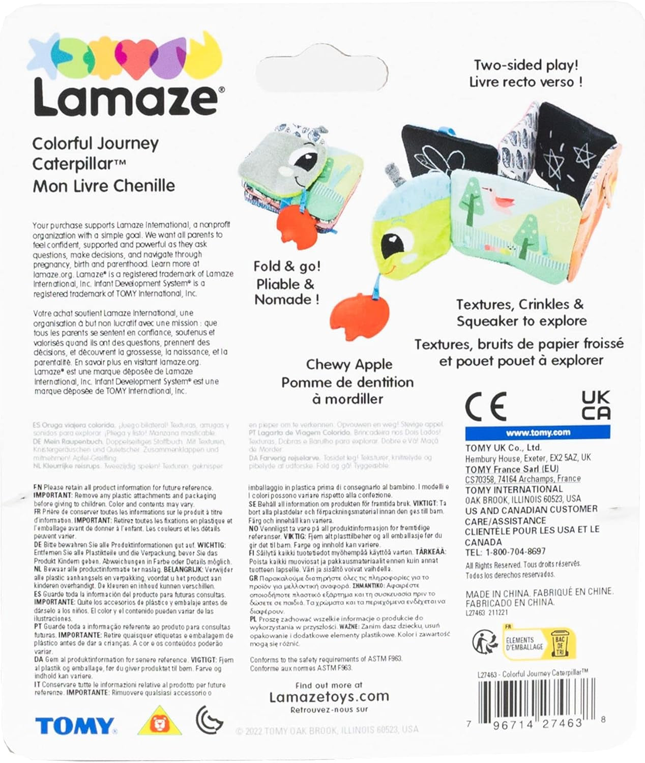 Lamaze Colorful Caterpillar Ride, hračka pro novorozence, smyslová hračka pro miminko s barvami a zvuky, vývojová hračka pro 6 měsíců pro chlapce a dívky, L27463 Hračky pro miminka Naty Shop