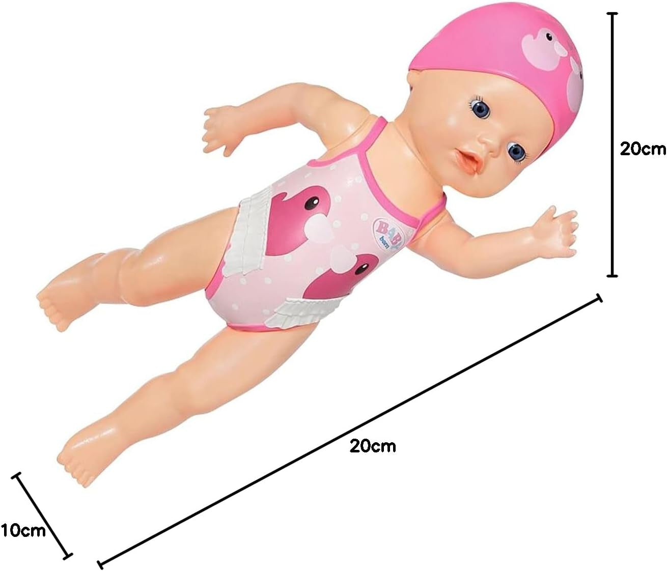 BABY Born My First Swimmer Girl - Panenka 30 cm - Panenka do vany s otočným mechanismem, Vodotěsná - Funguje bez baterií - Vhodné pro děti od 1 roku