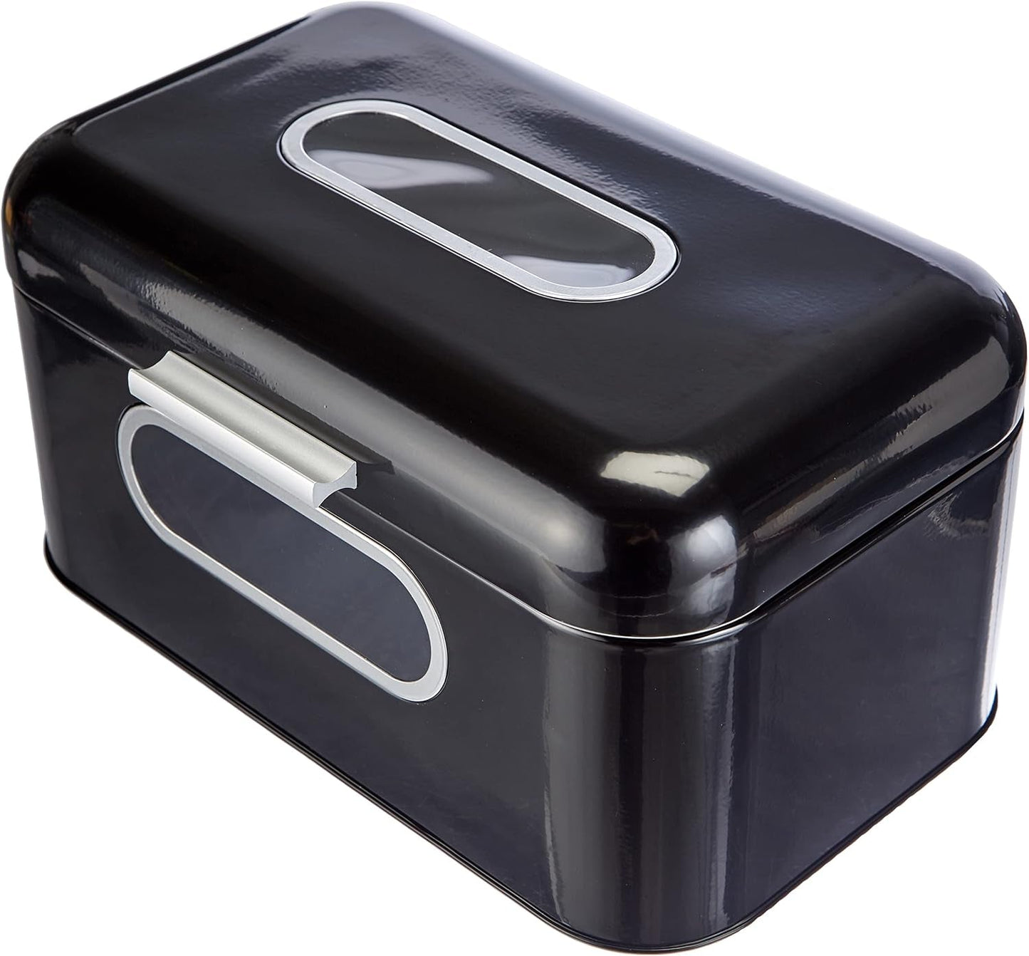 ECHTWERK Retro kovový koš na chléb s okénkem a víkem, sada 3 elegantních úložných boxů, objem 1,4 l, červené boxy na potraviny Naty Shop Black S Single