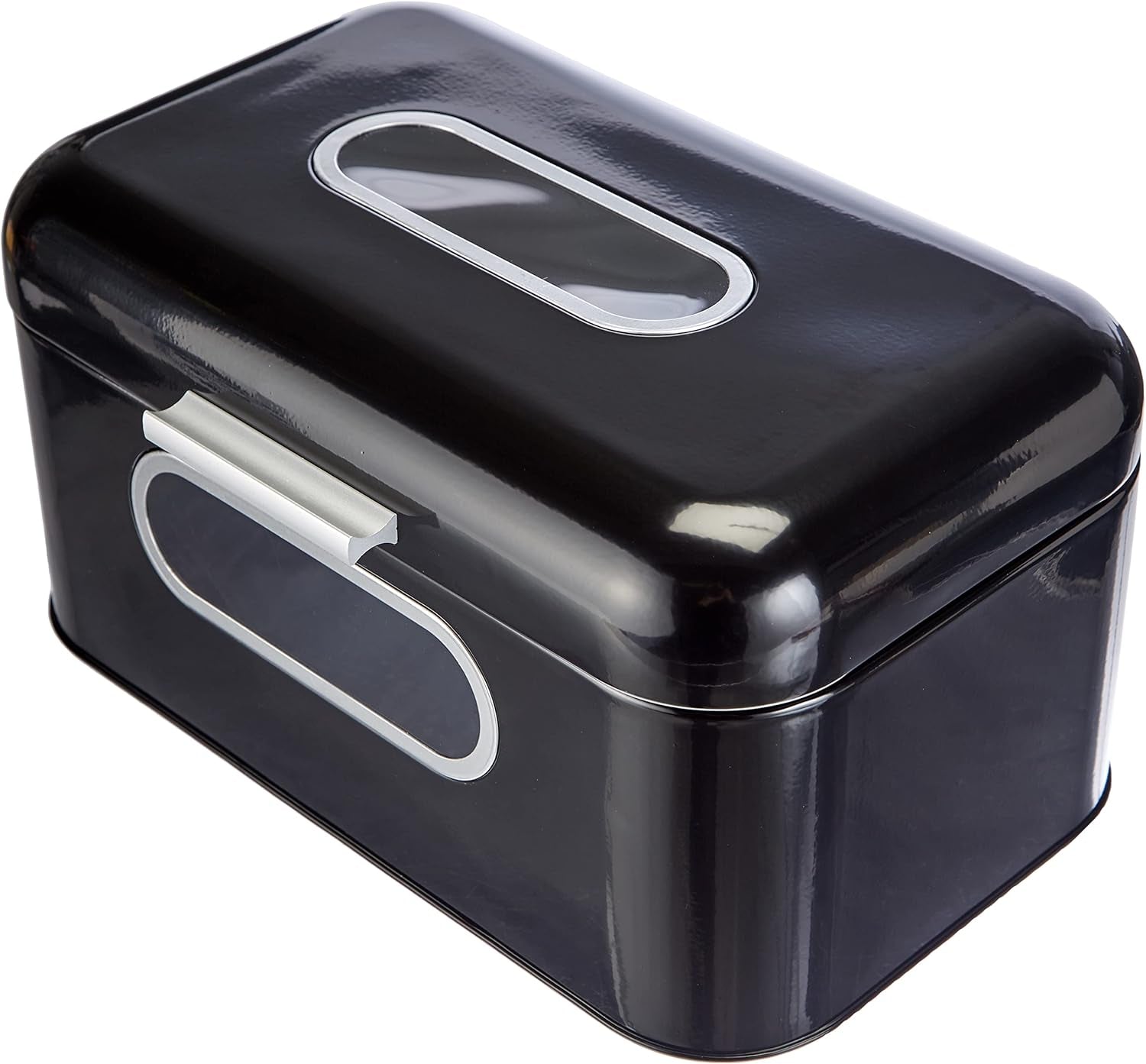 ECHTWERK Retro kovový koš na chléb s okénkem a víkem, sada 3 elegantních úložných boxů, objem 1,4 l, červené boxy na potraviny Naty Shop Black S Single