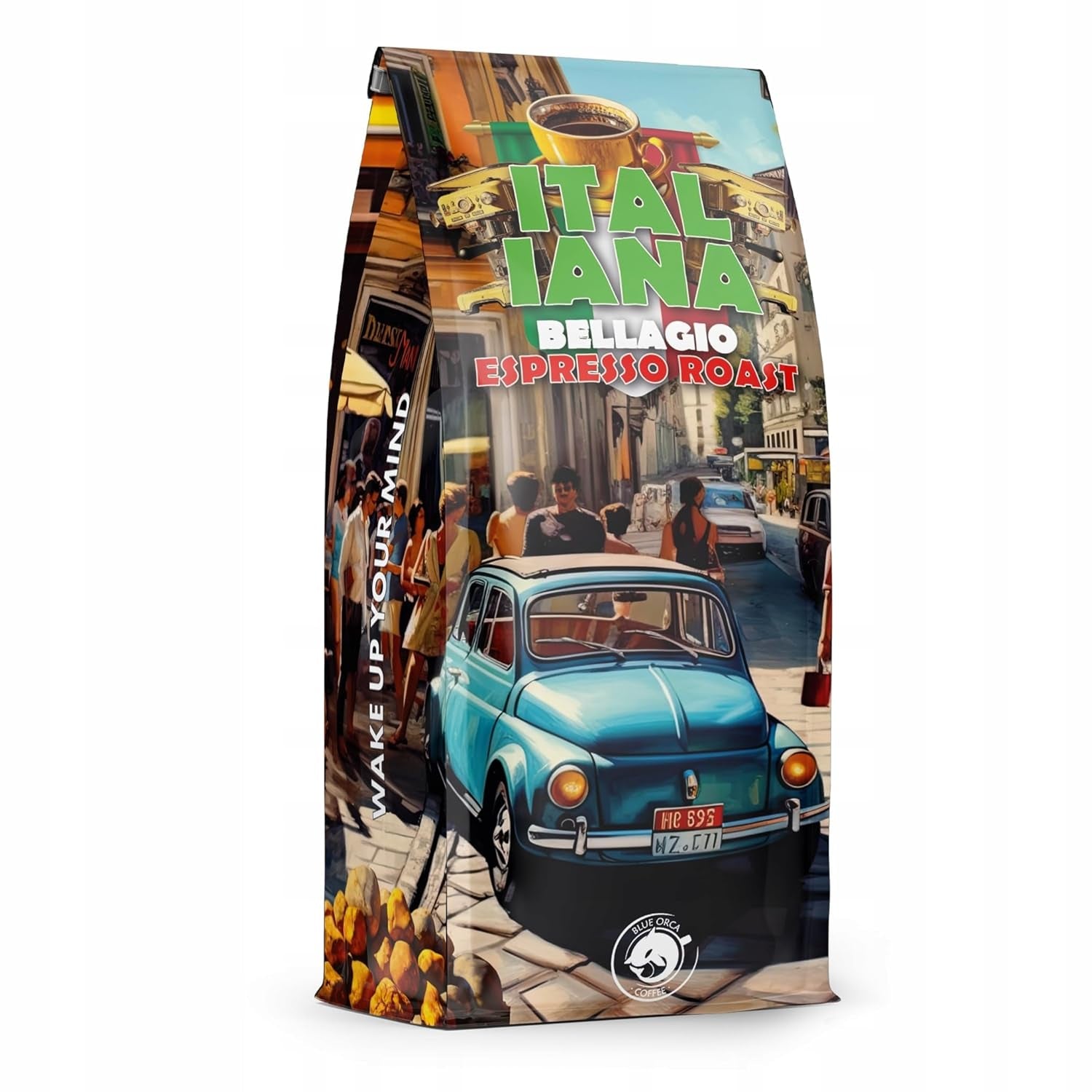 Pražená zrnková káva Italiana Bellagio 1kg | 80% Arabica a 20% Robusta | s tóny ořechů a hořké čokolády | čerstvě pražená, nízká kyselost | pro kávovary | Modrá káva Orca
