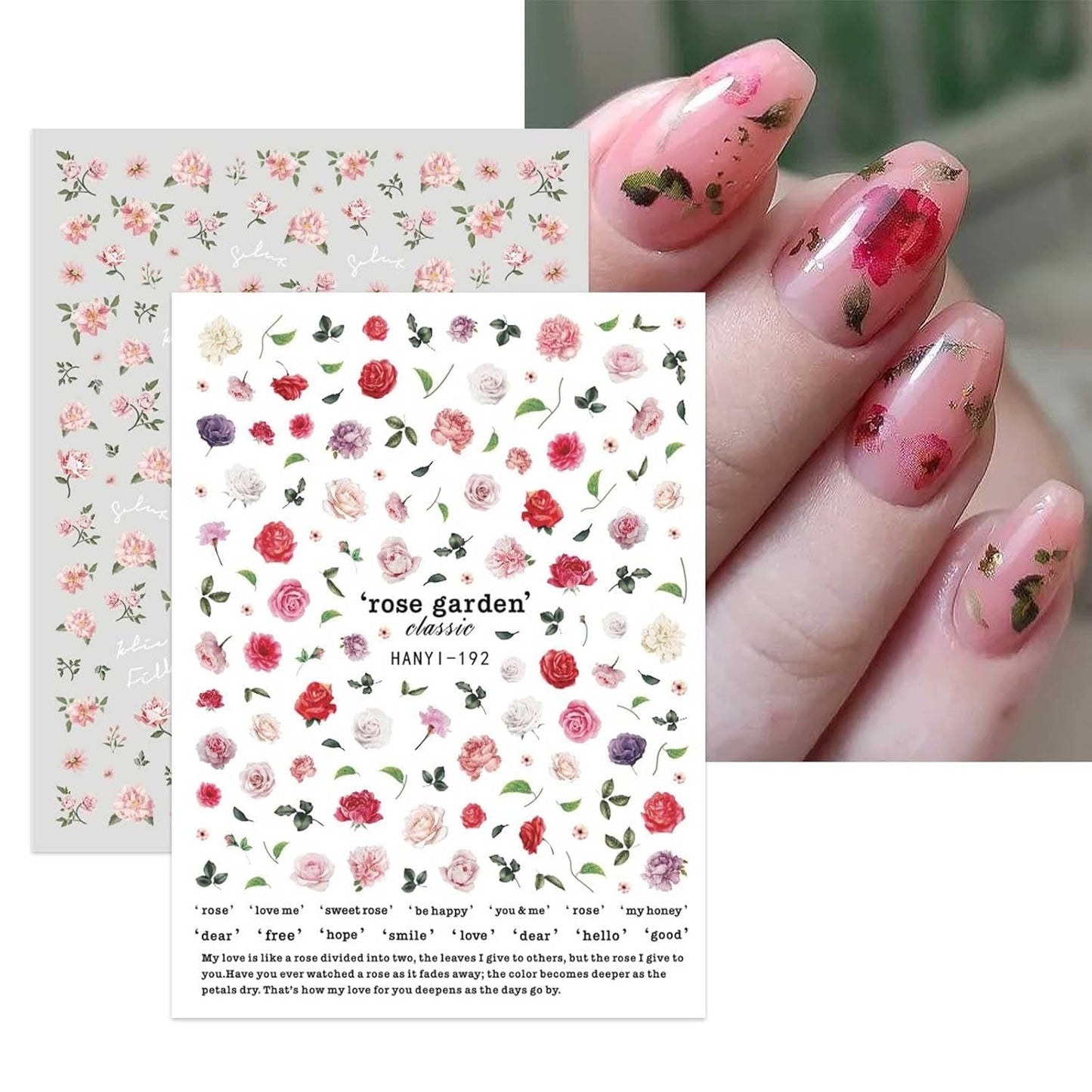JMEOWIO Nálepka na nehty Frühling Blumen 10 Blatt Nálepka na nehty Selbtklebend Nagelaufkleber Buntes Letní Blumen Dekorace Nageldesign Zubehör