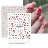 JMEOWIO Nálepka na nehty Frühling Blumen 10 Blatt Nálepka na nehty Selbtklebend Nagelaufkleber Buntes Letní Blumen Dekorace Nageldesign Zubehör