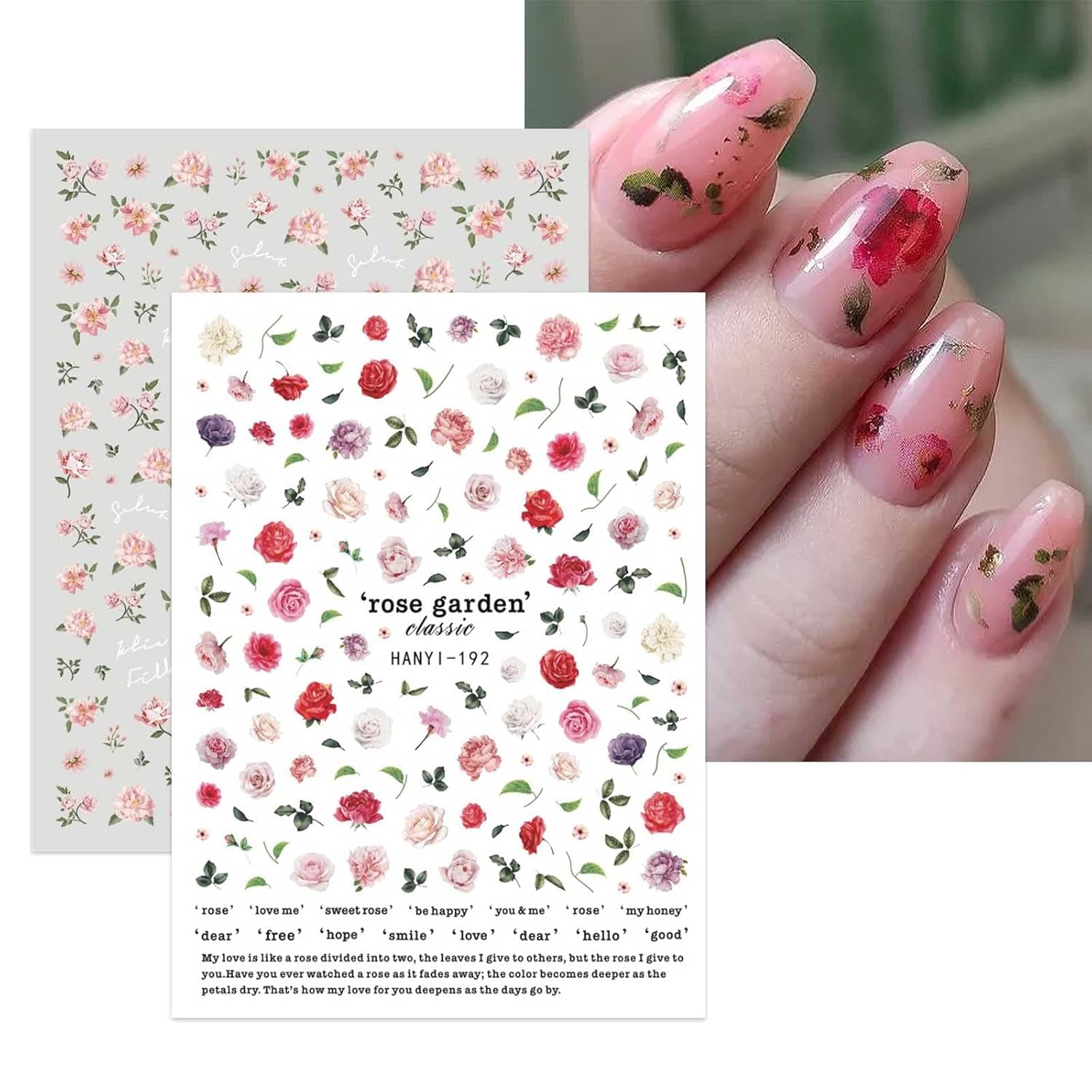 JMEOWIO Nálepka na nehty Frühling Blumen 10 Blatt Nálepka na nehty Selbtklebend Nagelaufkleber Buntes Letní Blumen Dekorace Nageldesign Zubehör