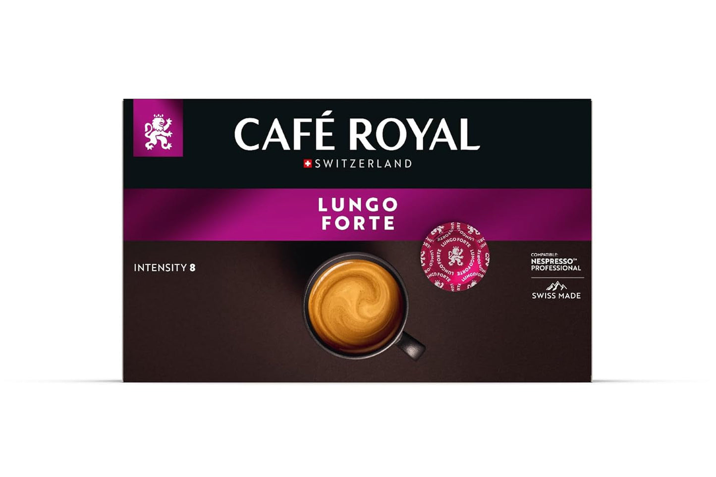 Café Royal Professional Pads, Lungo Forte, 50 Nespresso (R) Professional kompatibilní podložky pro kancelář a gastronomii, Rainforest Alliance zertifiziert, 100 Prozent Arabica Kaffee, Intensität 8