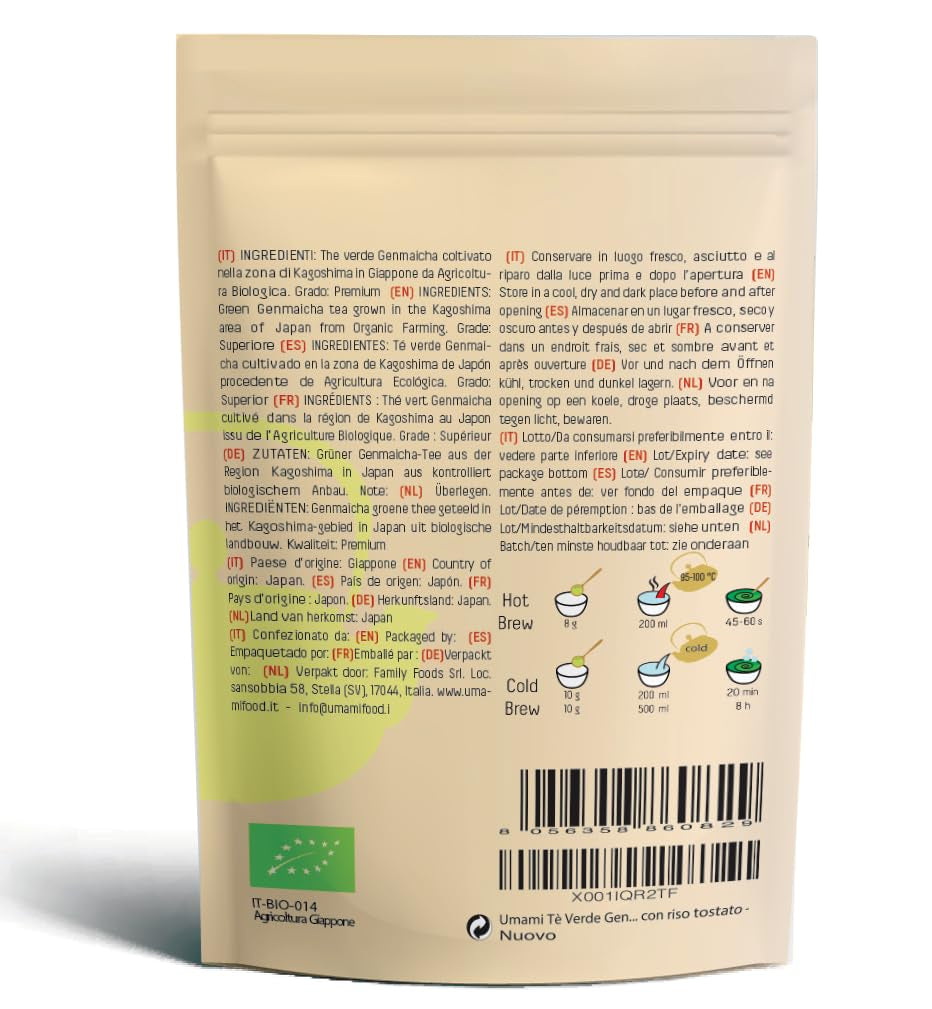 Zelený čaj Umami Bio-Genmaicha z japonských kultur, 100 g – Čajové lístky se smaženou rýží -