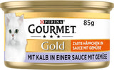 Gurmánské zlaté jemné sousta v zeleninové omáčce Telecí a zeleninové mokré krmivo pro kočky Balení po 12 kusech (12 x 85 g)