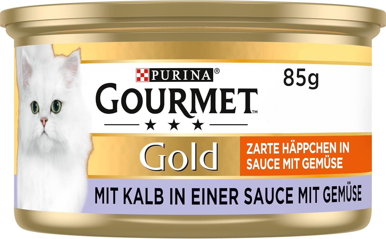 Gurmánské zlaté jemné sousta v zeleninové omáčce Telecí a zeleninové mokré krmivo pro kočky Balení po 12 kusech (12 x 85 g)