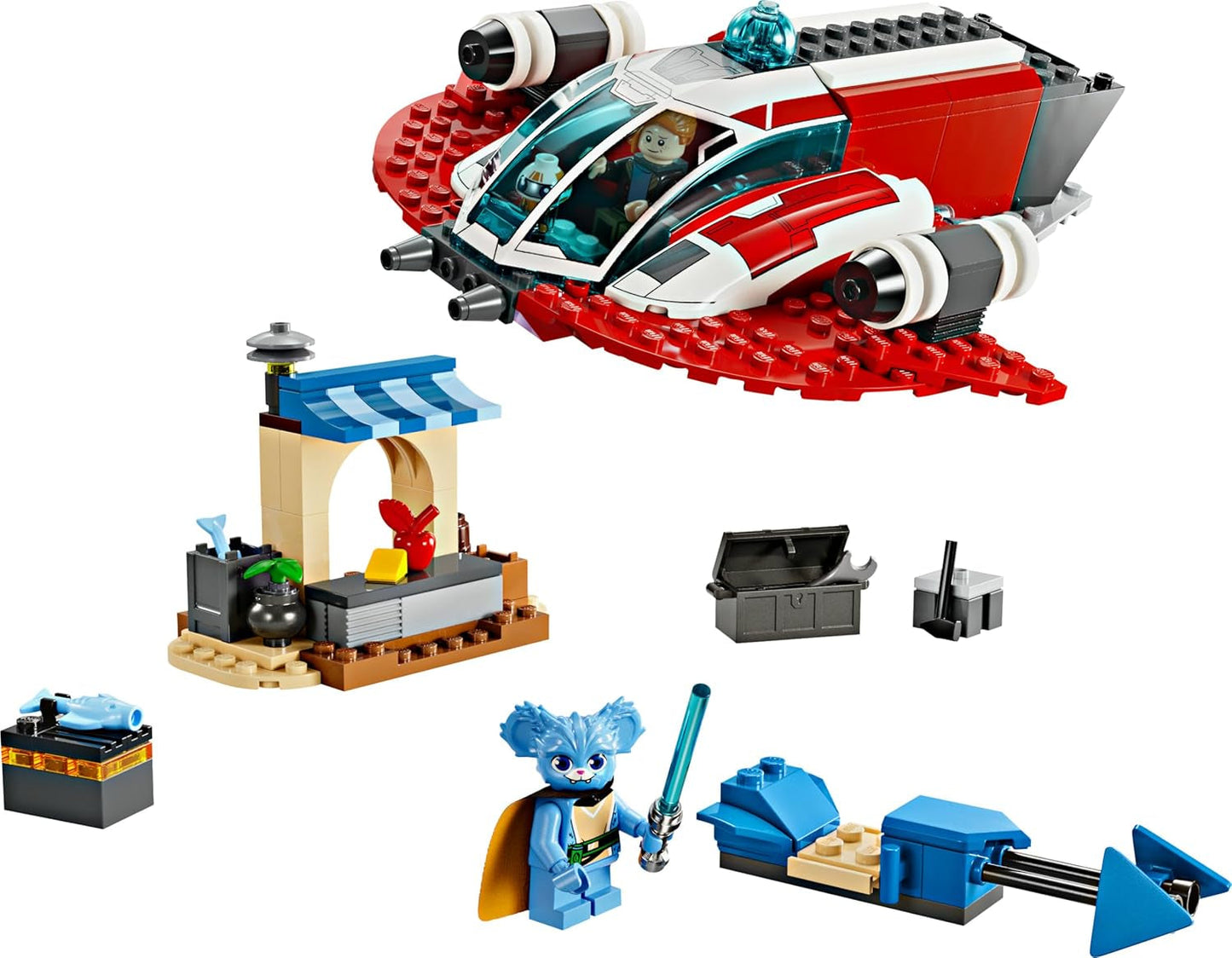 LEGO Star Wars: The Adventures of the Young Jedi Crimson Firehawk, Dětská startovací sada se sestavitelnou vesmírnou lodí, Speederem a 3 figurkami, Dárek pro chlapce a dívky 4 roky staré 75384 Stavebnice Besuche den LEGO-Store