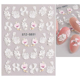 JMEOWIO 3D Nálepka na nehty Frühling Blume Nálepka na nehty Selbstklebend Nagelaufkleber 5D Stereoskopisch Buntes Letní Blumen Dekorace Nageldesign Zubehör 4 Blatt
