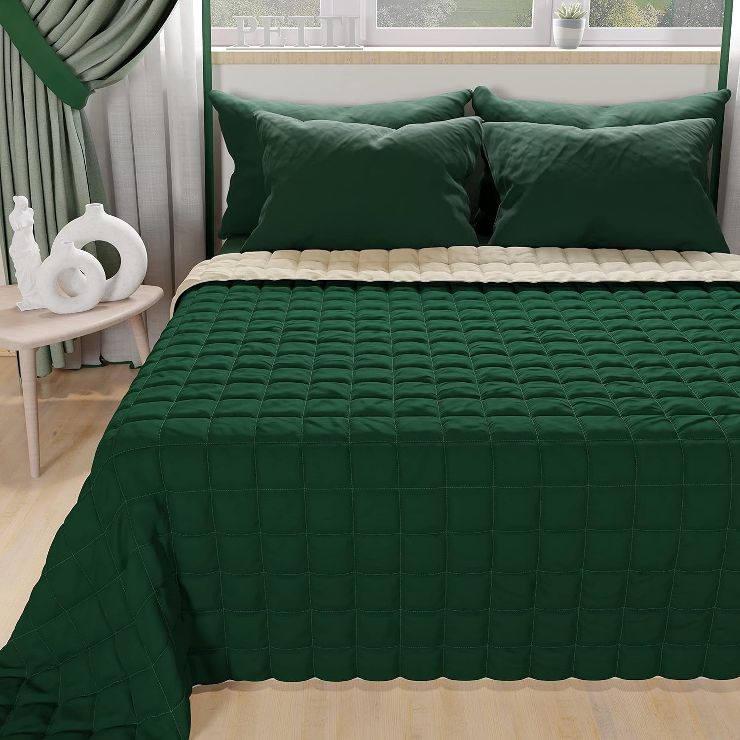 PETTI Artigiani Italiani - Jednostranný přehoz oboustranný jarní přehoz Půlnoční modrá Bílá 100% Made in Italy Peřiny a přikrývky Naty Shop Verde Taupe Una Piazza E Mezza