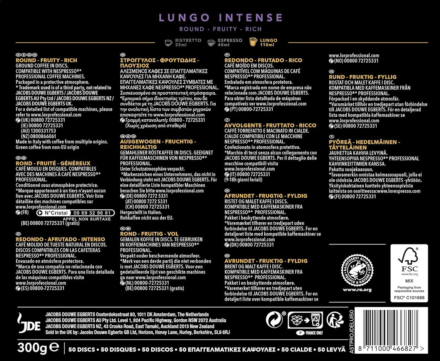 L'OR Suprême Lungo Intense 5, mírný, Intensität 5/10, Nespresso* Pro kompatibilní Kaffeekapseln, 50 Kapseln