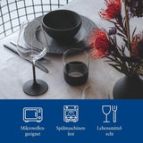Villeroy & Boch Manufacture Rock Starter Set, 6dílná, černá, vhodná do myčky, vhodná do mikrovlnné trouby, matná černá sada nádobí, nádobí, příbory, prémiový porcelán