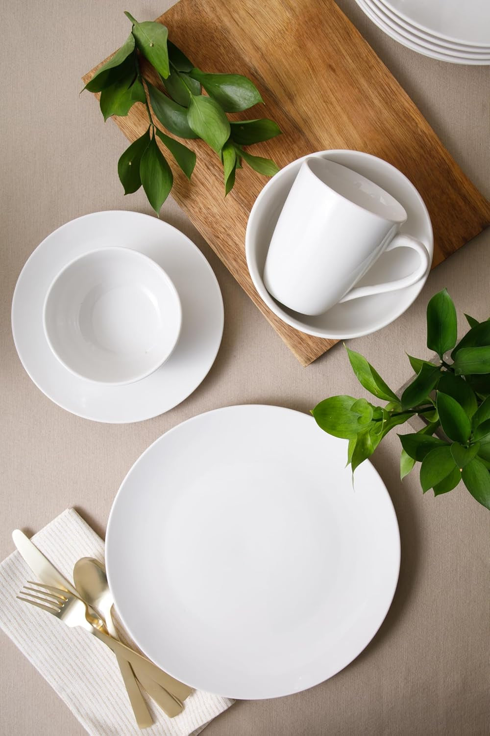 Porcelánová sada nádobí Zen Buffet, servis pro 6 (30 kusů), bílá (šálky)