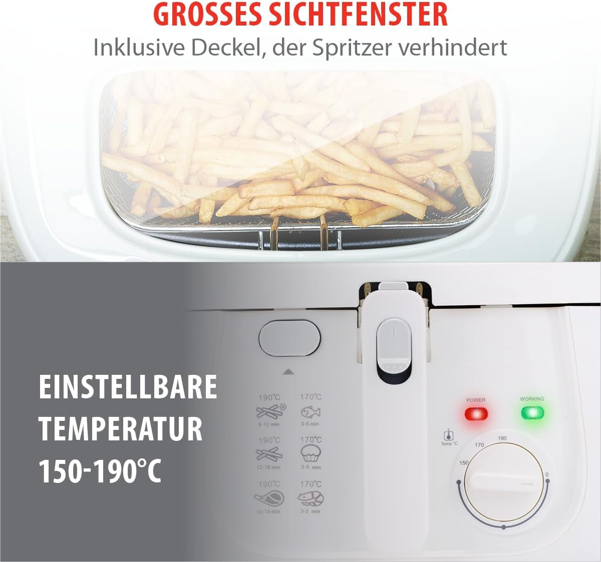 Fritéza Alpina 2,5 l DF-165, 1800 W - Nastavitelná teplota až 190 °C Spotřebiče Naty Shop