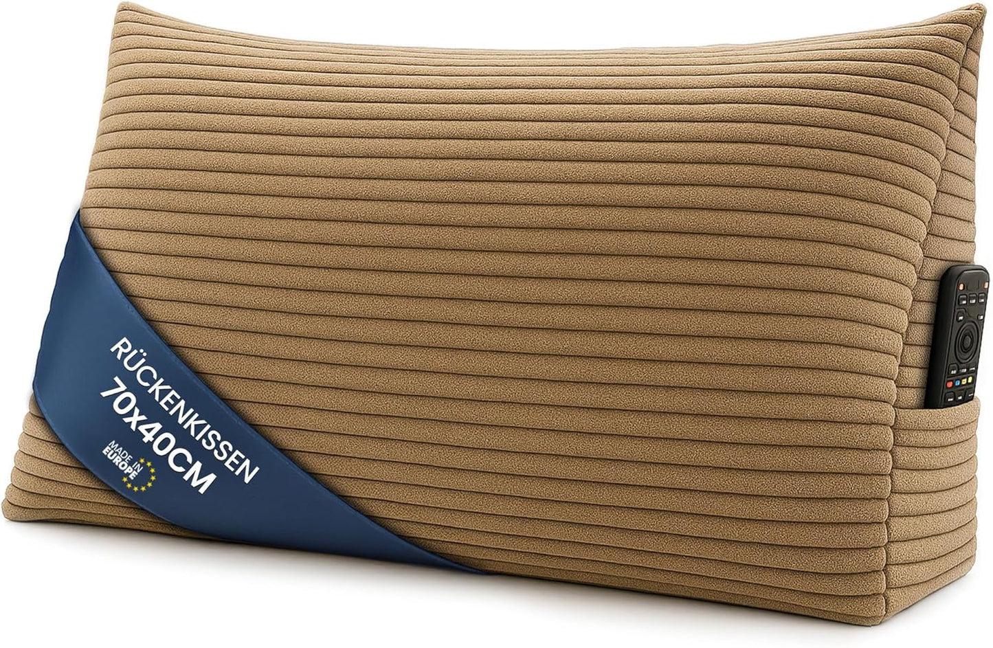 Péřový polštář, zádový polštář, sametový polštář, šířka 70 cm - polštář na čtení na postel, pohovku a pohovku, velký polštář na pohovku, nástěnný polštář, polštář na pohovku, polštář na čtení, podpěra zad, světle šedá