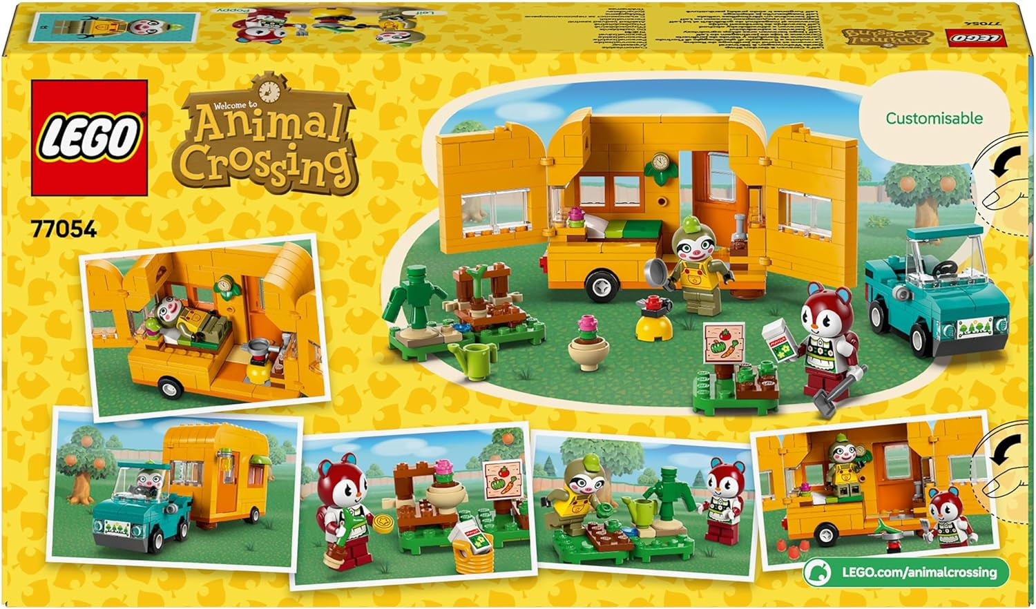 LEGO Animal Crossing Gerd's Caravan & Garden Role Play Set Hračka do auta pro děti 7leté dívky a chlapce Dárková videohra Hračka s figurkami zvířat 77054 Stavebnice Besuche den LEGO-Store