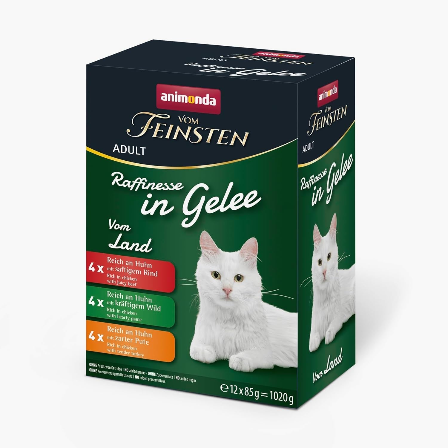 animonda Vom Feinsten Adult Raffinesse Katzenfutter in Gelee, Mixpack vom Land (12 x 85 g), Nassfutter s taurinem a vitamínem D3, bez Zusatz von Zucker, Soja und Getreide